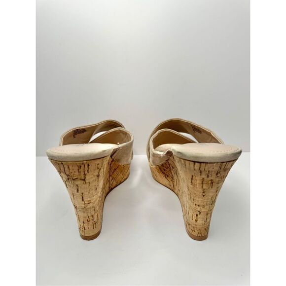 Charles David Wedge Sandals Womens Size 12 Tan Crisscross Slip On Heels - Picture 5 of 10